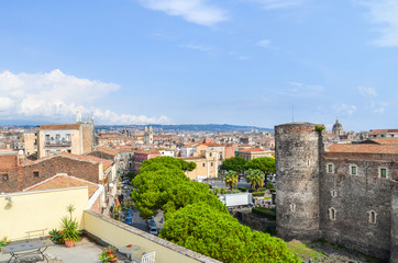 Fototapeta na wymiar Beautiful view of rooftops of Catania in Sicily