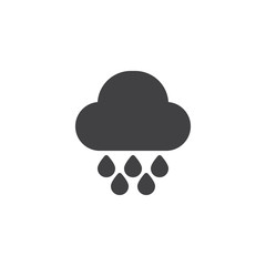 Rain drops and cloud vector icon. filled flat sign for mobile concept and web design. Rainy weather simple solid icon. Symbol, logo illustration. Pixel perfect vector graphics