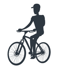 Athlete on Bicycle Black Silhouette Isolated White