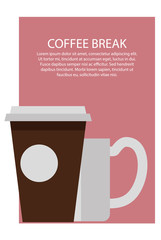 Coffee Break Poster and Text Vector Illustration