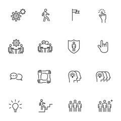 People Icons Line Work Group Team Vector Illustration