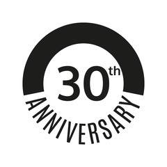 30th anniversary icon. 30 years celebrating or birthday logo. Vector illustration.
