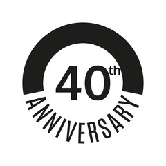 40th anniversary icon. 40 years celebrating or birthday logo. Vector illustration.