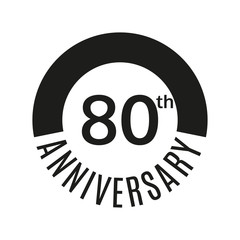 80th anniversary icon. 80 years celebrating or birthday logo. Vector illustration.