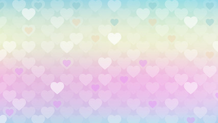 Abstract background, transparent heart shape on pastel pink,yellow and blue gradient