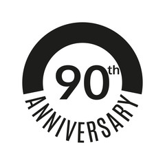 90th anniversary icon. 90 years celebrating or birthday logo. Vector illustration.