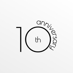 10th anniversary icon. 10 years celebrating and birthday logo. Vector illustration.