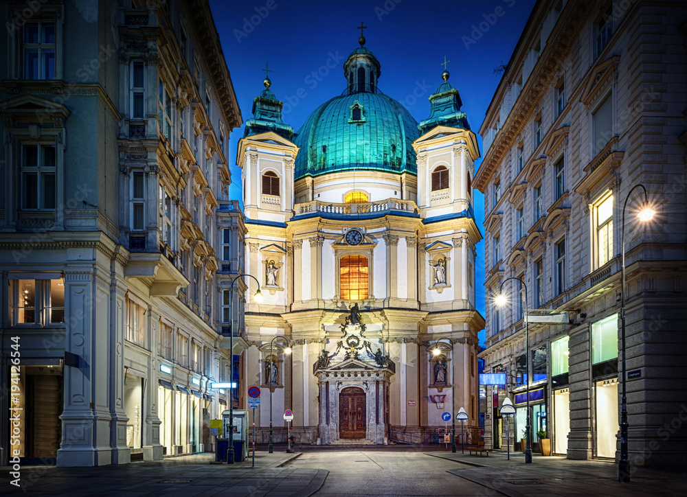 Wall mural Peters Church on Petersplatz. Vienna, Austria.