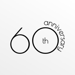 60th anniversary icon. 60 years celebrating and birthday logo. Vector illustration.