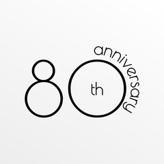 80th anniversary icon. 80 years celebrating and birthday logo. Vector illustration.