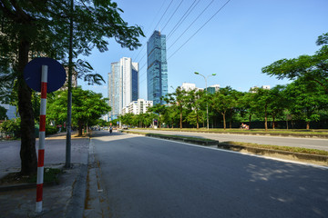Fototapeta premium Road and buildings at Hanoi city