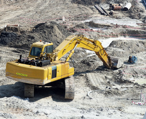 Bulldozer at construction area.