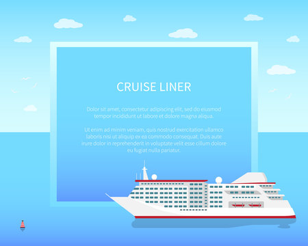 Cruise Liner Poster, Color Vector Illustration