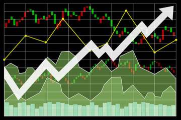 Stock market index symbol of chart and graph illustration background.