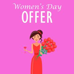 Womens Day Offer Advertisement with Woman in Dress