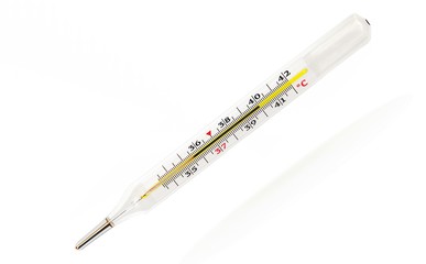 Medical thermometer on white background