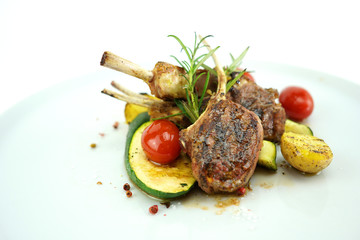 Grill pork ribs with zucchini