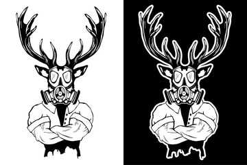 Steep fashionable deer Hipster animal. Vintage style illustration for tattoo, logo, emblem