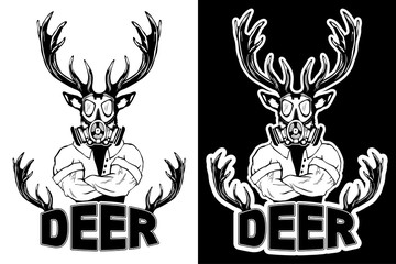 Steep fashionable deer Hipster animal. Vintage style illustration for tattoo, logo, emblem, print on the t-shirt