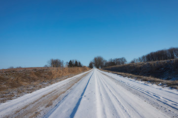 Winter farm road
