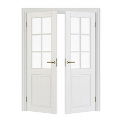 Interior doors isolated on white background. 3D rendering.