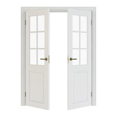 D Interior doors isolated on white background. 3D rendering.