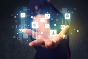 Woman holding colorful applications