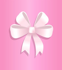 Bow Made of Silk Tape Icon, Vector Illustration