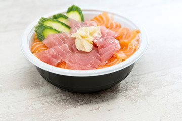 japanese food Mix Sashimi Chirashi Rice Bowl