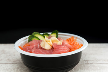 japanese food Mix Sashimi Chirashi Rice Bowl
