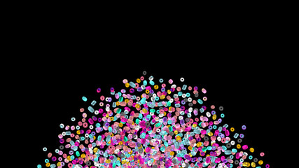 Beads background. Fashion accessory. Handmade craft. Glass beads top view. Sequins. Heap of gems. Rhinestones wallpaper. Realistic illustration. 3d rendering. Jewelry making.