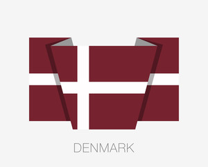 Denmark Orlogsflaget Variant Flag. Flat Icon Waving Flag with Country Name on a White