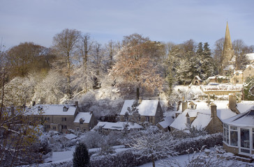 England, Gloucestershire, Cotswolds, Bisley, winter view
