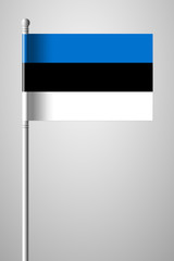 Flag of Estonia. National Flag on Flagpole. Isolated Illustration on Gray