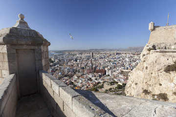 Santa Barbara castle fortress, historic monument. Alicante, Spain.