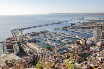 General city view from santa barbara castle.Alicante, Spain.