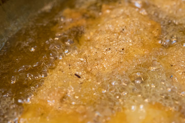 Close up Fish deep fry. (selective focus)