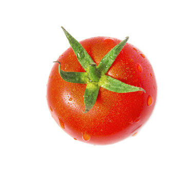 one red ripe large whole tomato