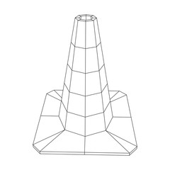 Traffic cone. Road sign wireframe low poly mesh vector illustration. Under construction concept.