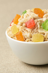 Oatmeal with dried fruits. Useful tasty breakfast