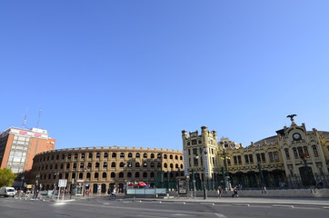 Naklejka premium Valencia, Spain - August 18, 2017: Plaza de Toros de Valencia. It is one of the main attractions of the city because of the bullfight.