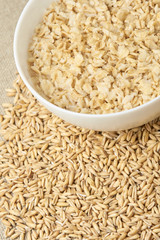 Raw porridge. Welded porridge. Neutral light background