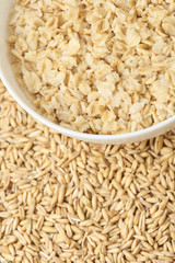 Raw porridge. Welded porridge. Neutral light background