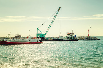 Ships in the sea beautiful landscape