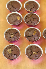 Close up Homemade   Caramel and Chocolate Cupcakes. (selective Focus)