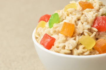 Useful tasty breakfast. Oatmeal with dried fruits