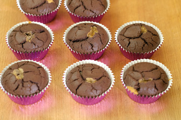 Close up Homemade   Caramel and Chocolate Cupcakes. (selective Focus)