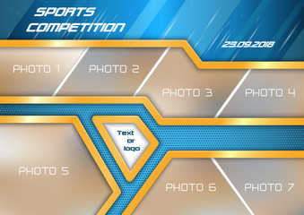 Template for photo collage in modern style. Frames for clipping masks is in the vector file. Template for a photo album in sports style