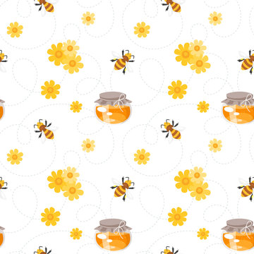  pattern with flying bees, honey