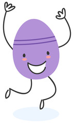 Obraz premium Simple vector illustration of a colorful flat design easter egg cartoon character jumping and celebrating isolated on white background